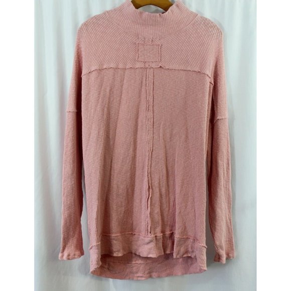 We The Free Womens Pink Long Sleeve Oversize Mock Neck Cotton Top S - Picture 5 of 6